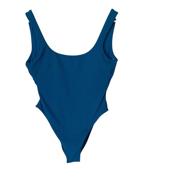 VITAMIN A Reese Scoop Neck Textured Ribbed One Piece Swimsuit Teal, NWOT, Large - Picture 4 of 14